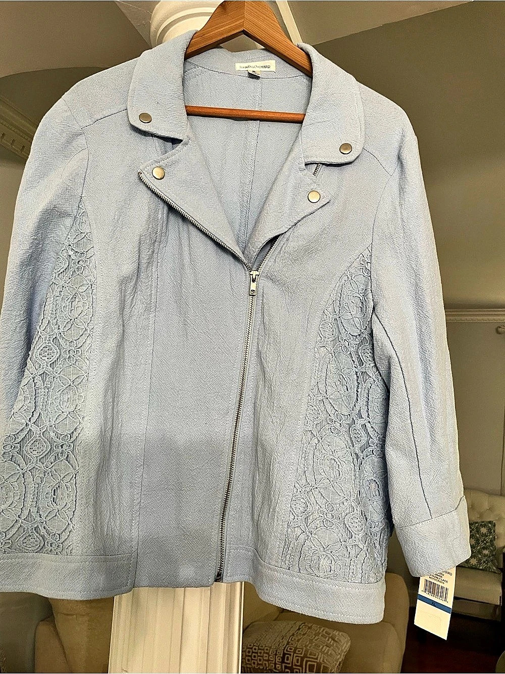 John Paul Richard women’s size X-LARGE light blue motorcycle- style jacket